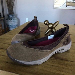 Merrell Dark Earth Performance Suede Slip On Flat Shoes